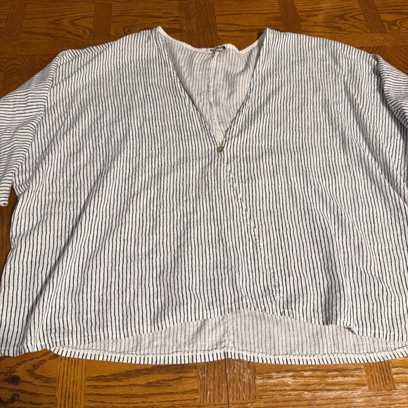 Meo Meli Linen Blend Kimono Top Cardigan Striped O/S Lagenlook Relaxed Fit Boho - Picture 6 of 16